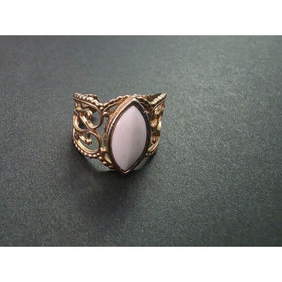 Vintage Sarah Coventry City Slicker Gold-Tone Adjustable Ring White Stone Accent - Picture 6 of 7